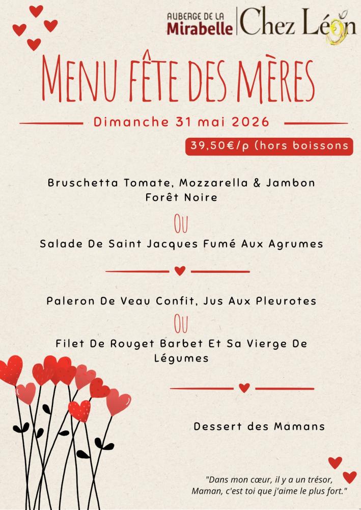 Menu fête des mères 2026